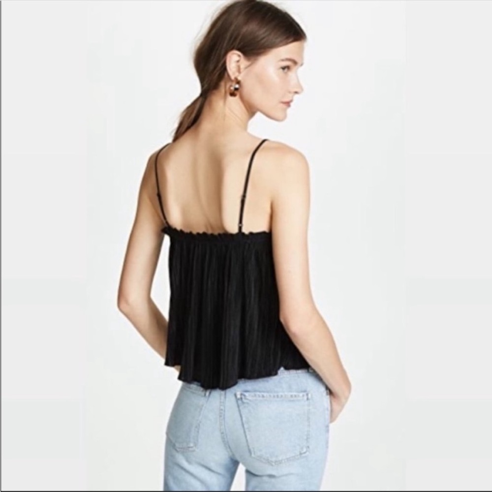 Madewell Black Pleated Spaghetti Strap Tank Top